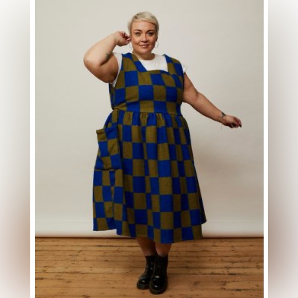 House of Flint Check-It Dress Small/Medium Black and Grey Check Wool